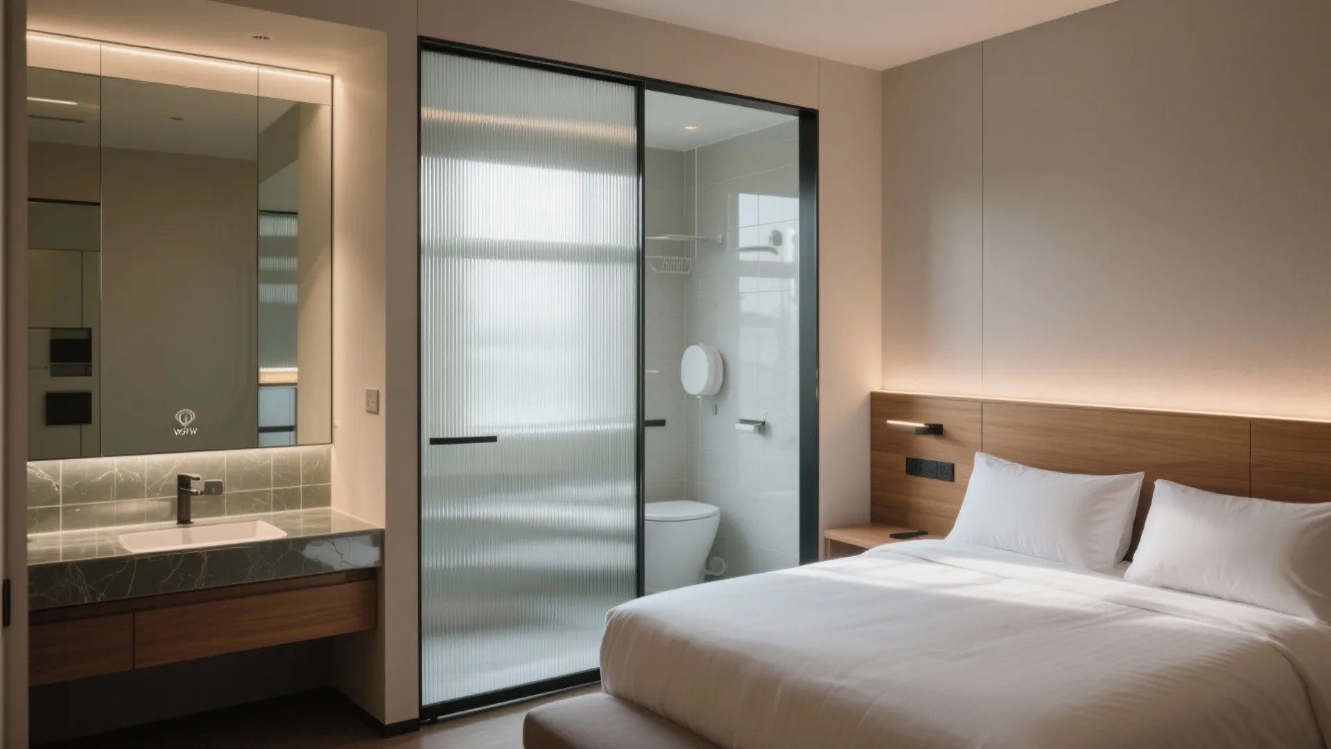 Glass accents for borrowed light and a calm vibe