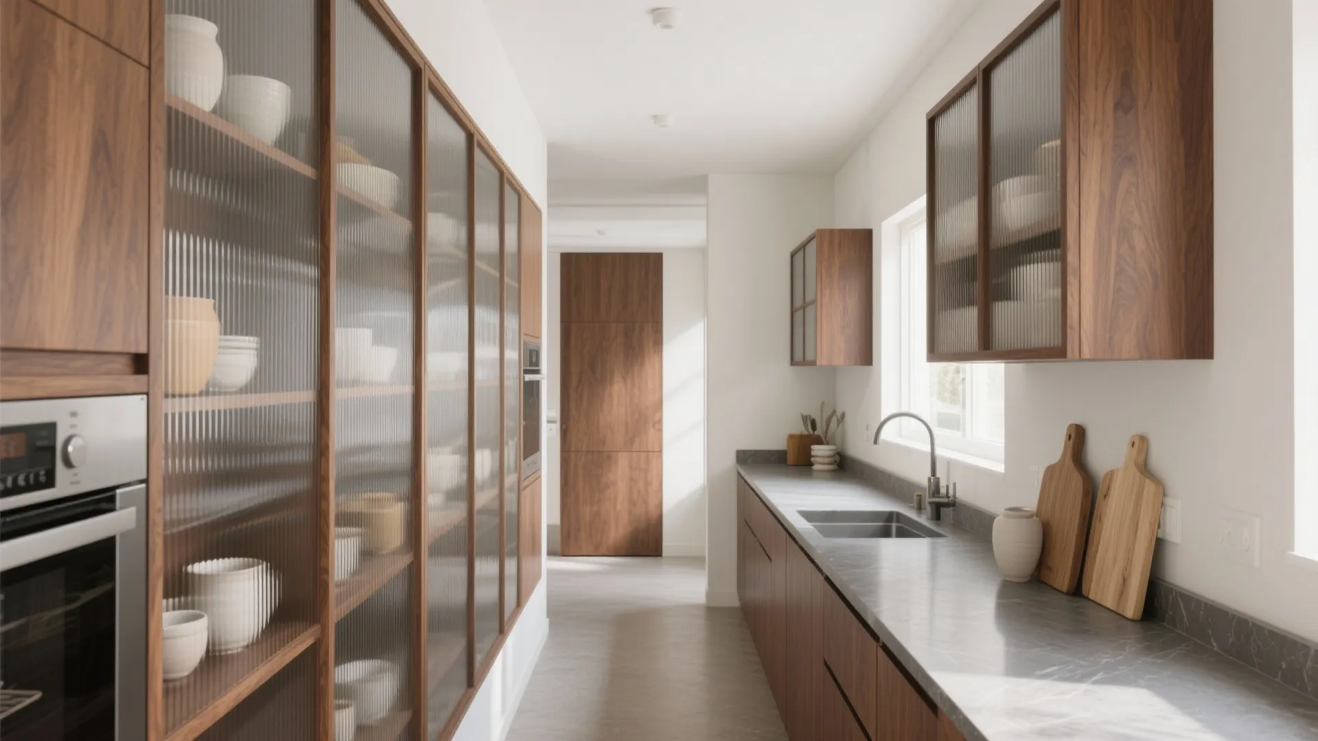 Glass-Front Cabinets for Visual Lightness