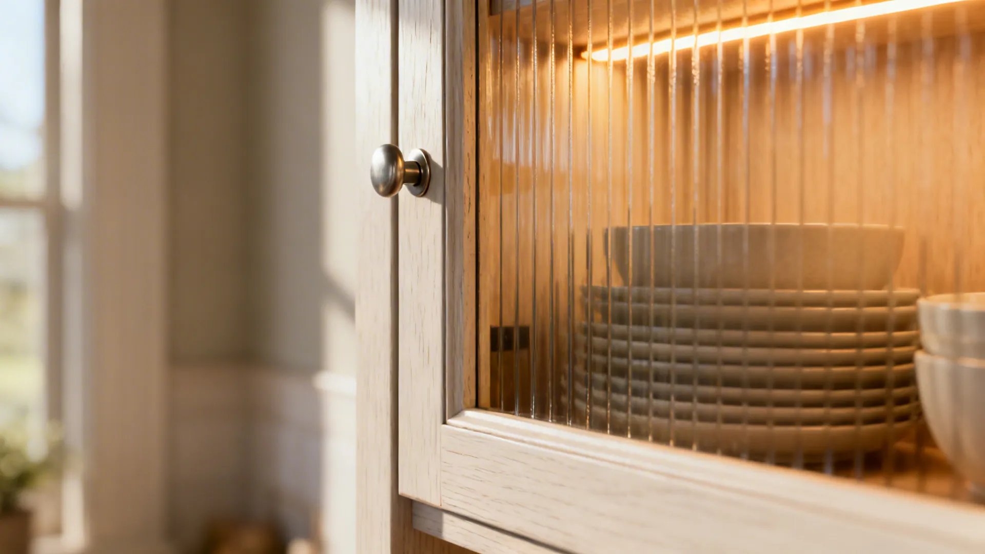 Glass Upper Cabinets for Lightness and Depth