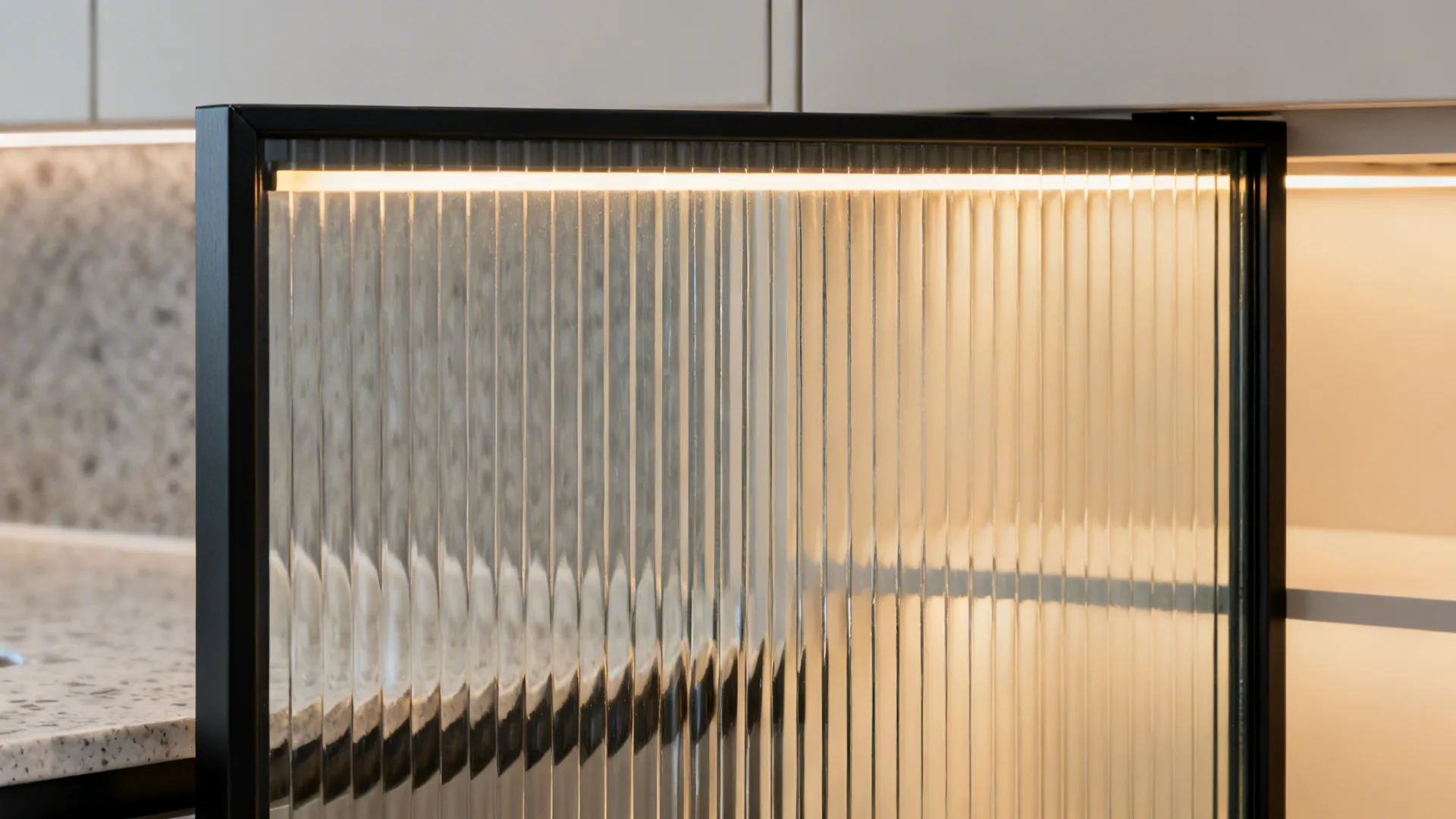 1) Minimalist Glazed Uppers to Open Up Small Kitchens