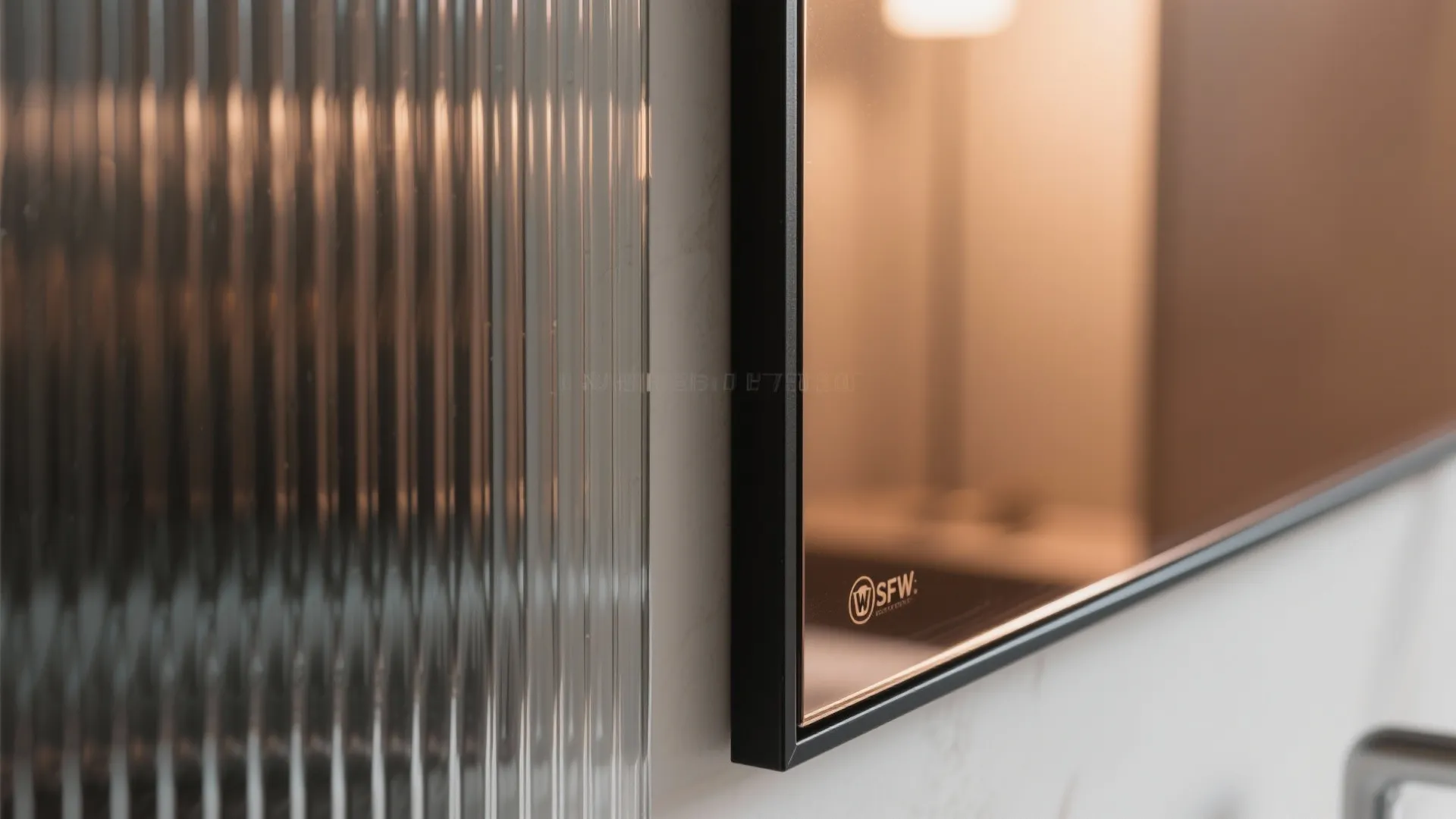 Mirror and glass fronts that widen the corridor