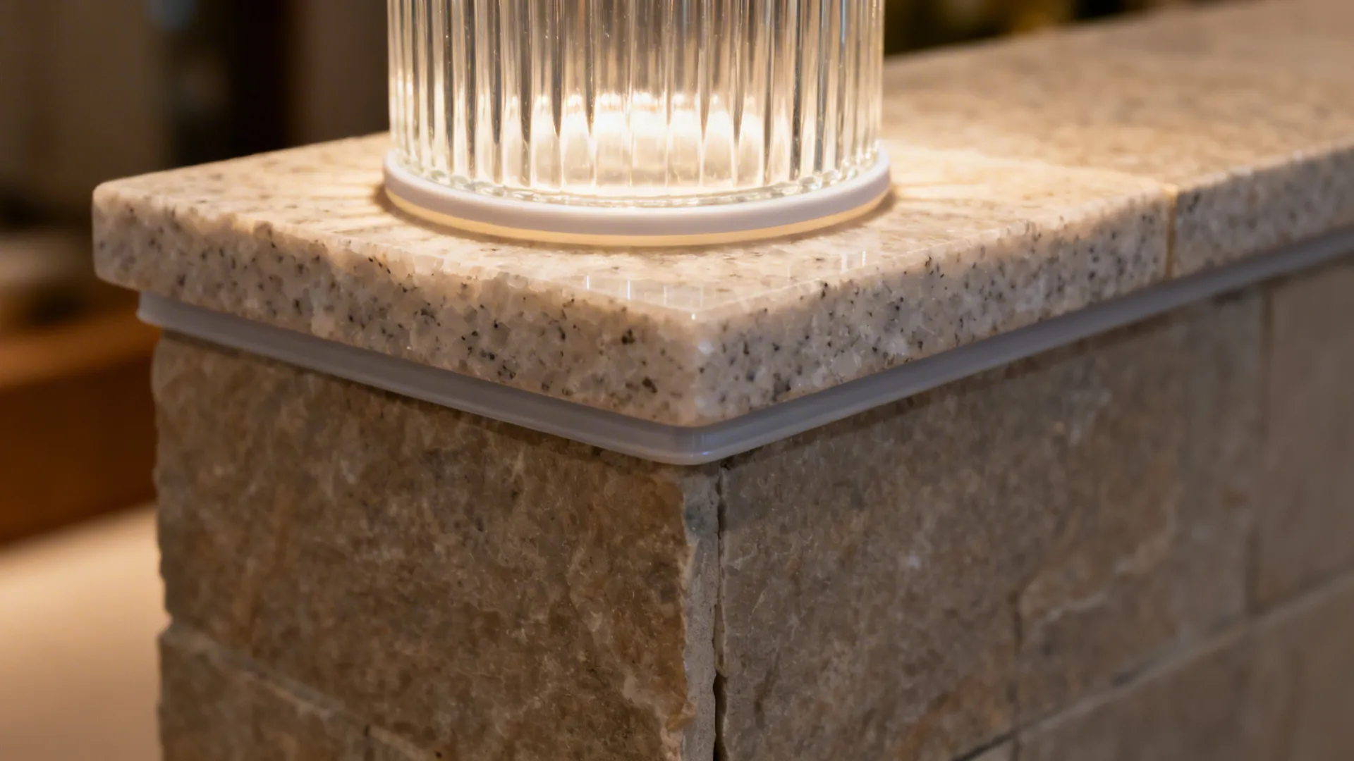 2) Half-Height Walls with Reeded Glass Caps