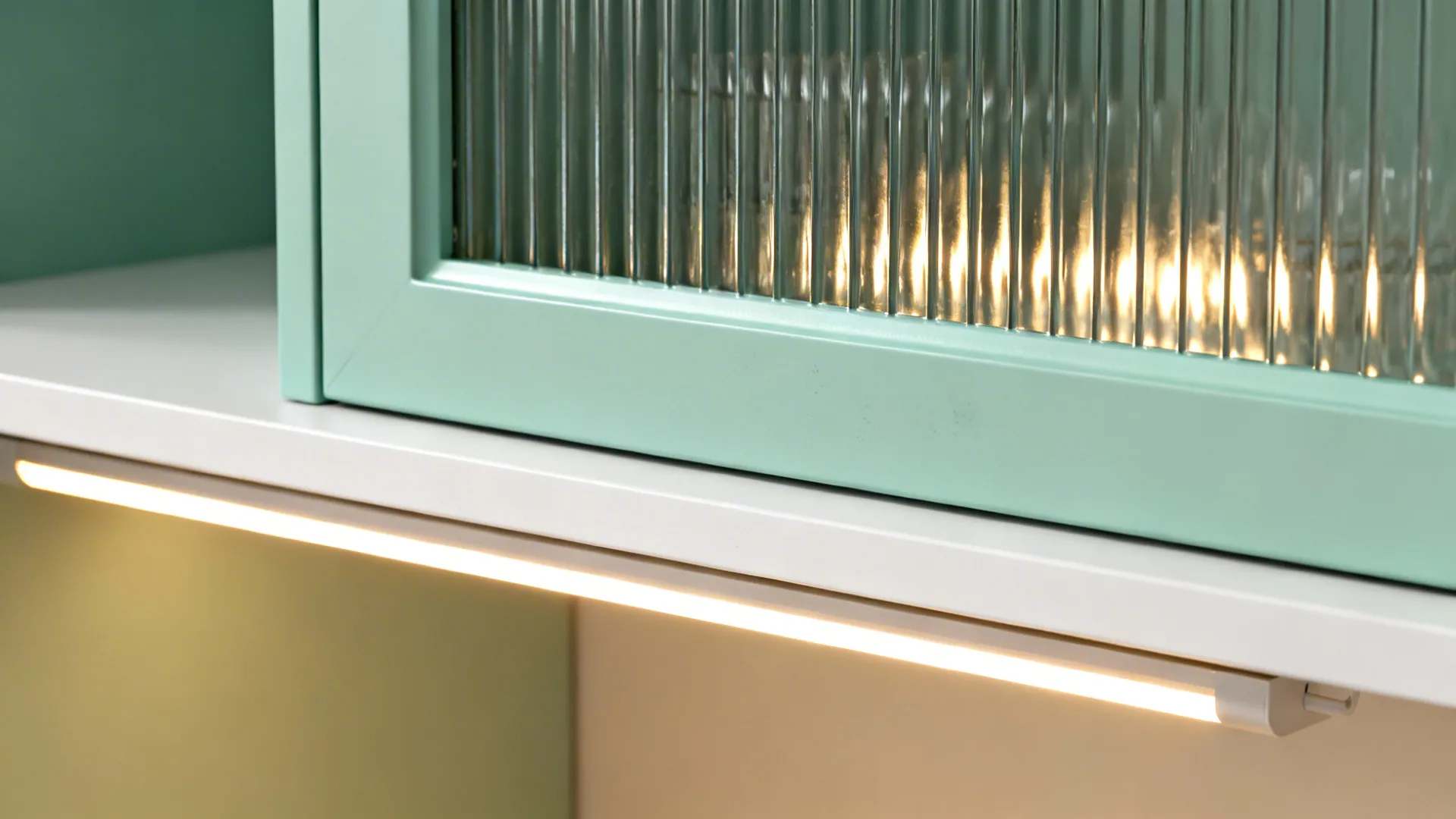 Mint Glass-Front Uppers, White Base: Light, Display, and Depth