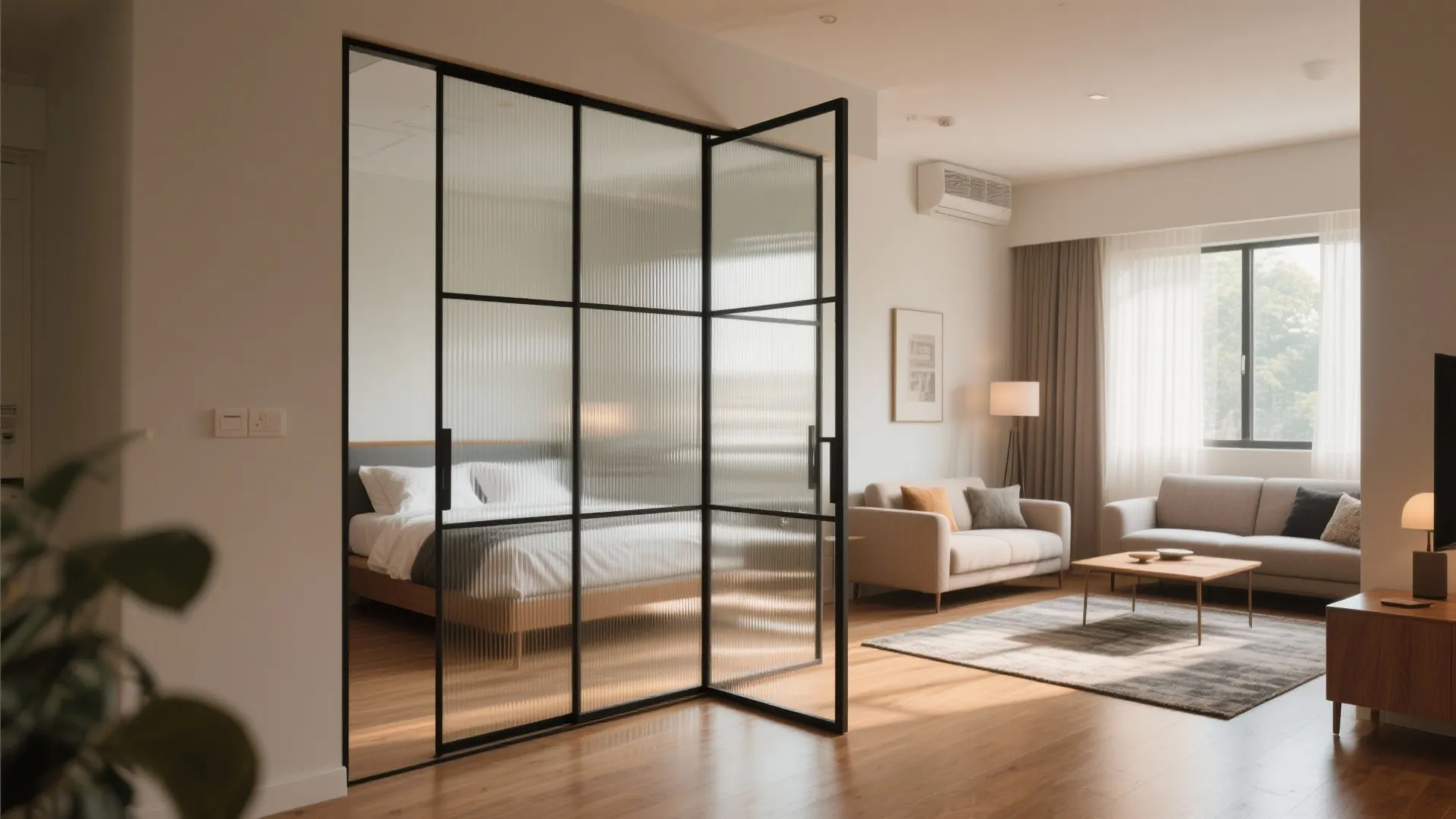 Transparent partitions for light and privacy