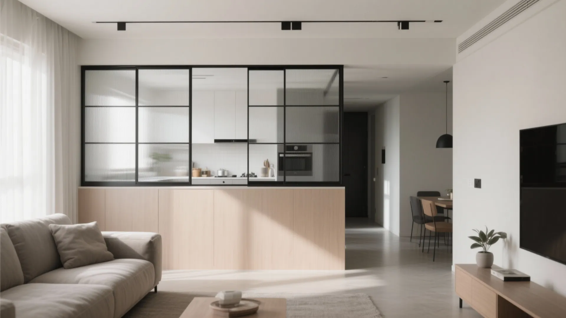 Glass partitions that borrow light without stealing privacy