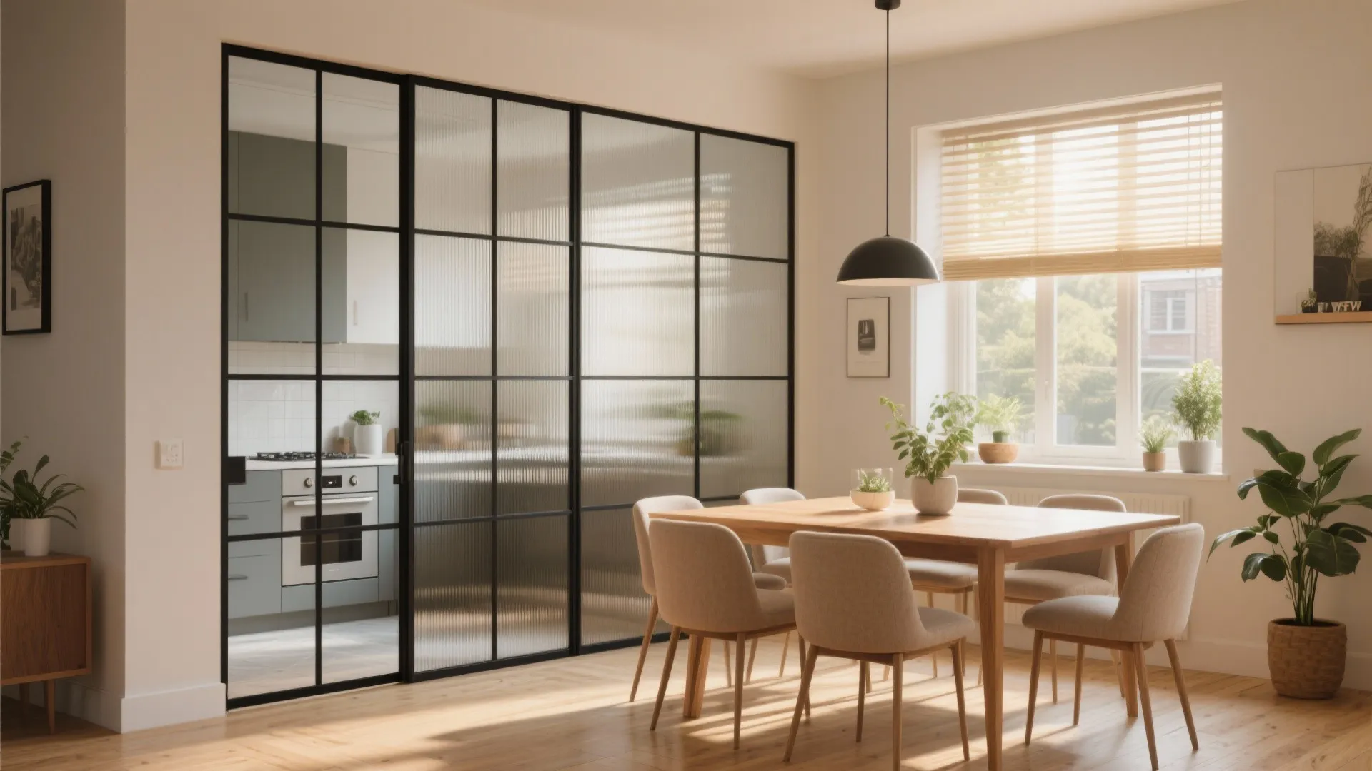 Glass partitions to brighten and zone