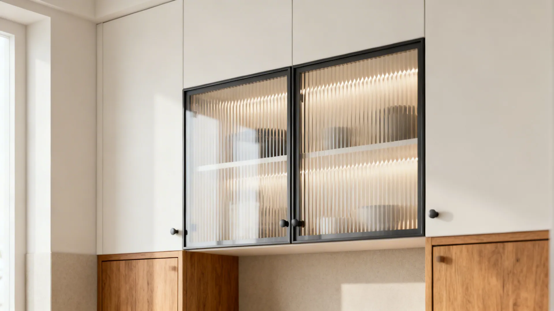 1) Framed Glass-Front Uppers for Visual Calm