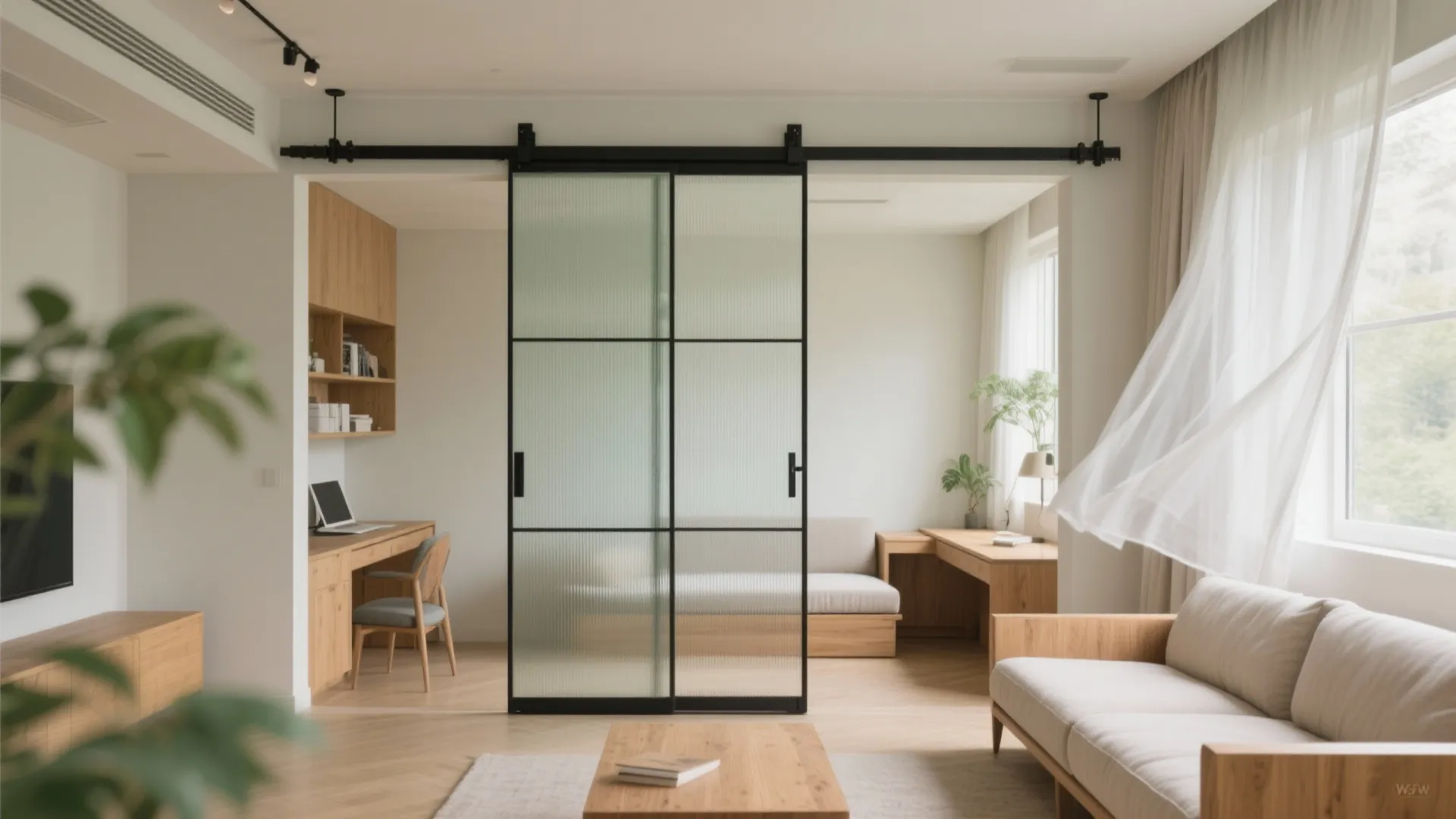 Sliding partitions that create a flexible “third room”