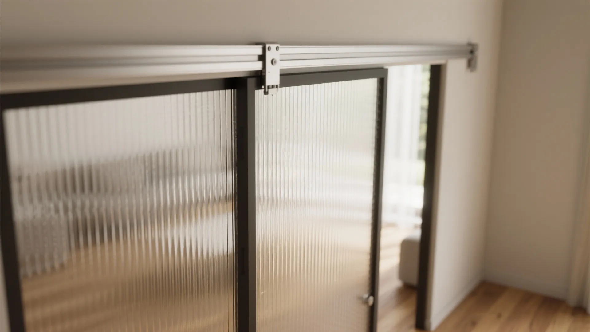 Open-plan living core with sliding partitions