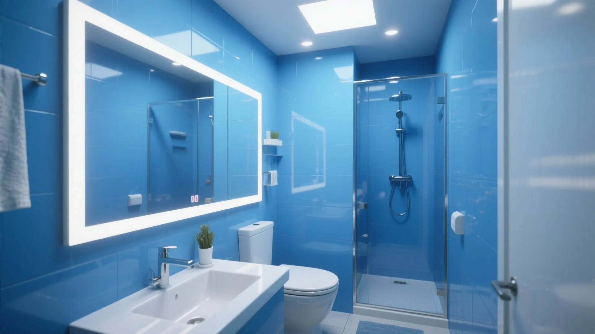 5. Light-Reflecting Tricks for Tiny Blue Bathrooms