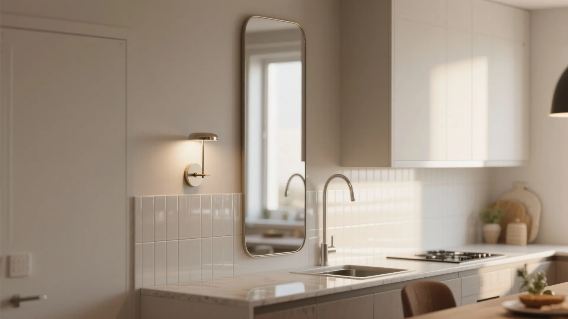 5. Reflective surfaces and accent lighting to fake space