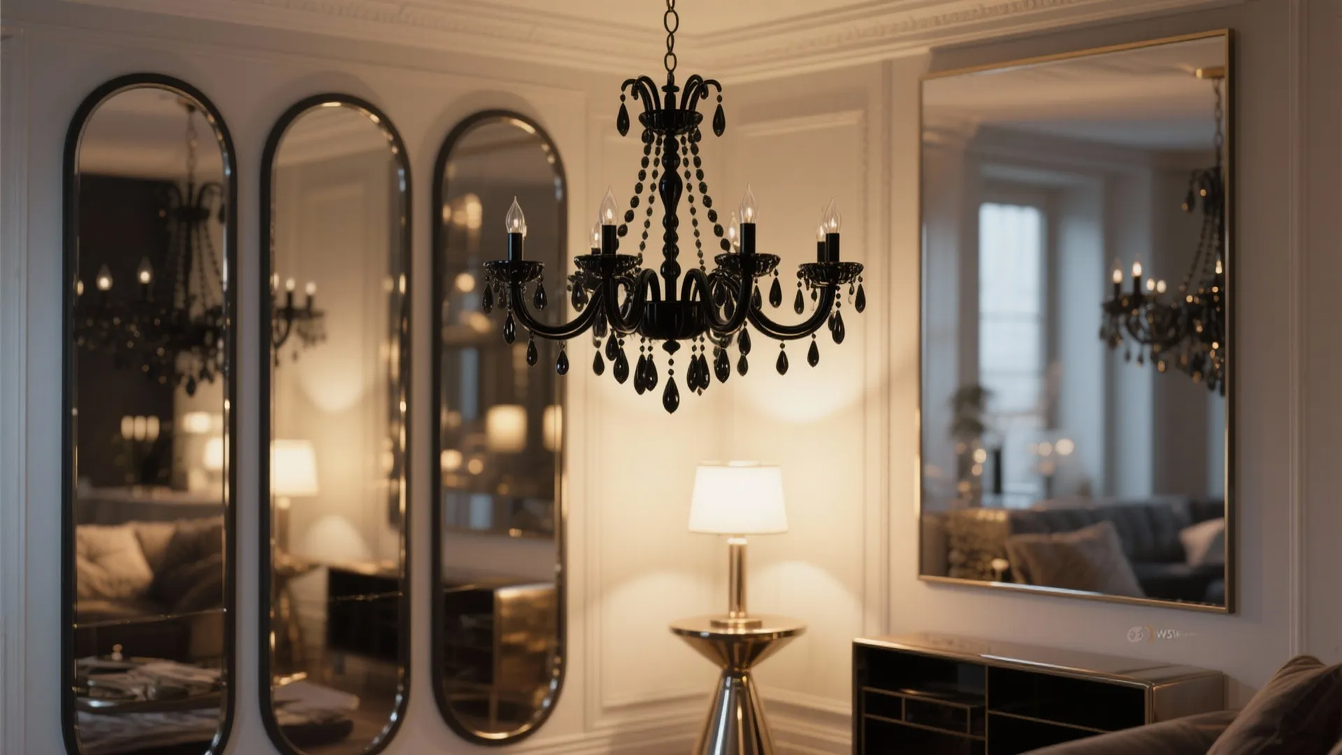 5. Reflective Accents and Layered Lighting