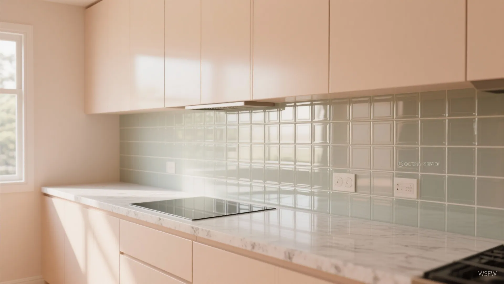 3. Light colors and reflective backsplashes to amplify space