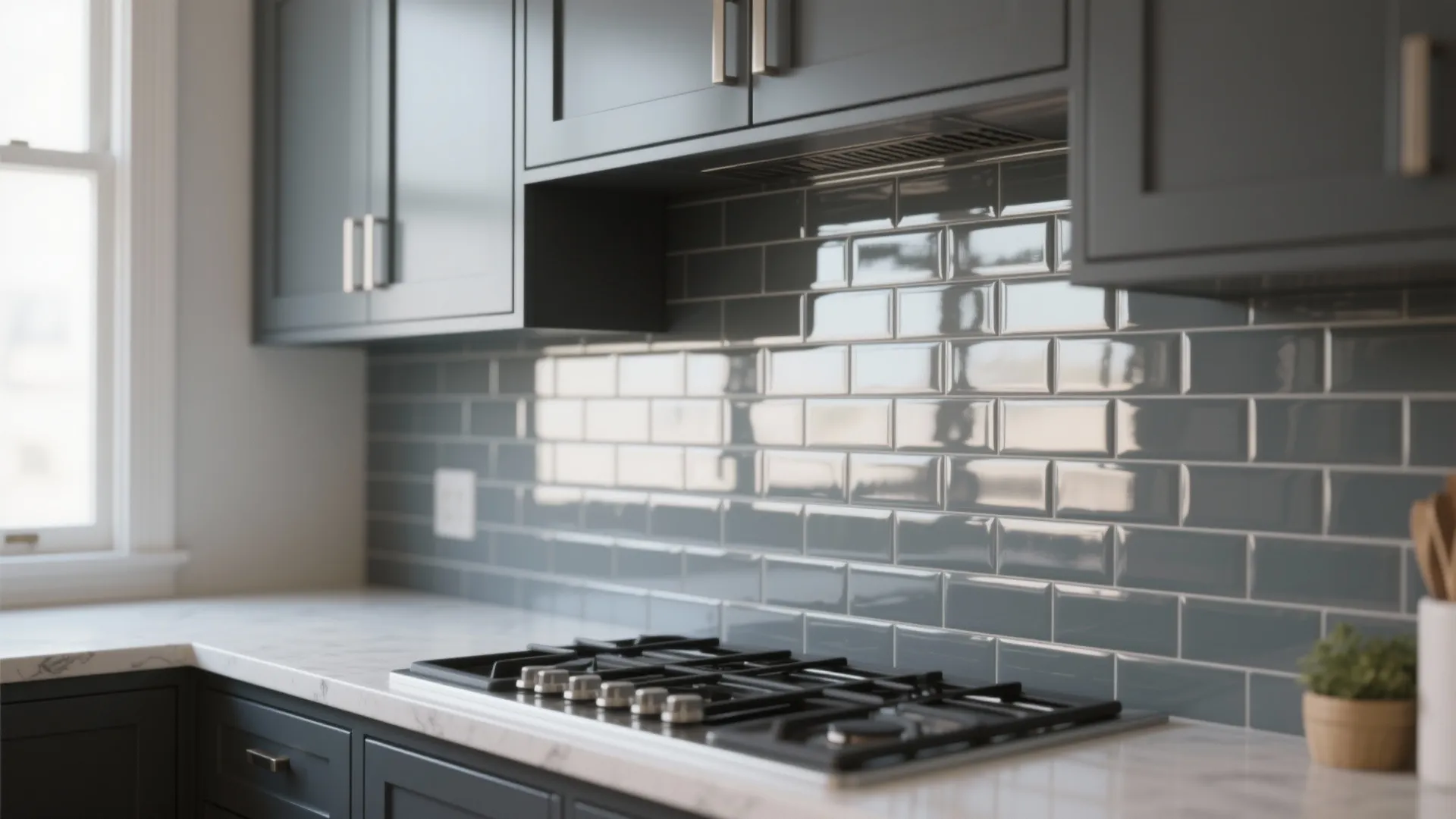 2. Use reflective backsplashes to amplify light