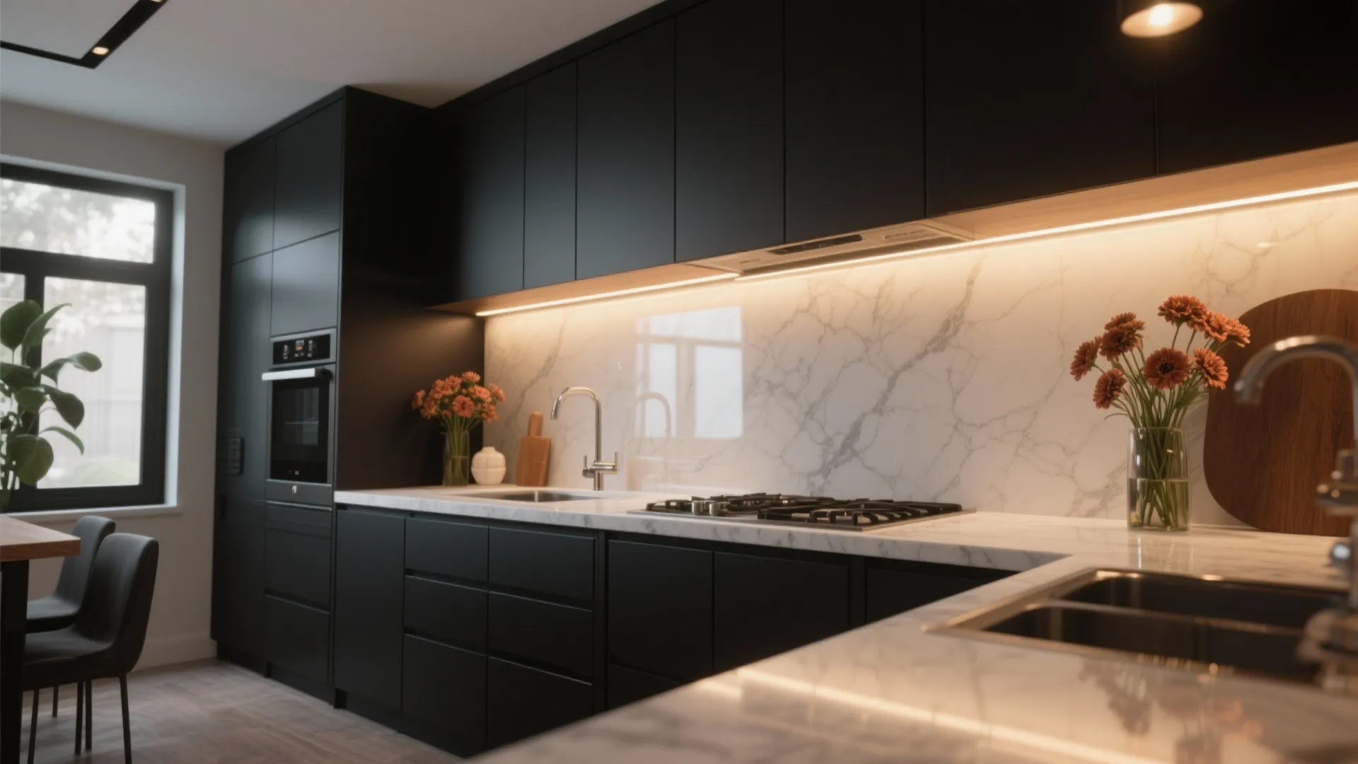 4. Brighten with reflective backsplashes and undercabinet lighting