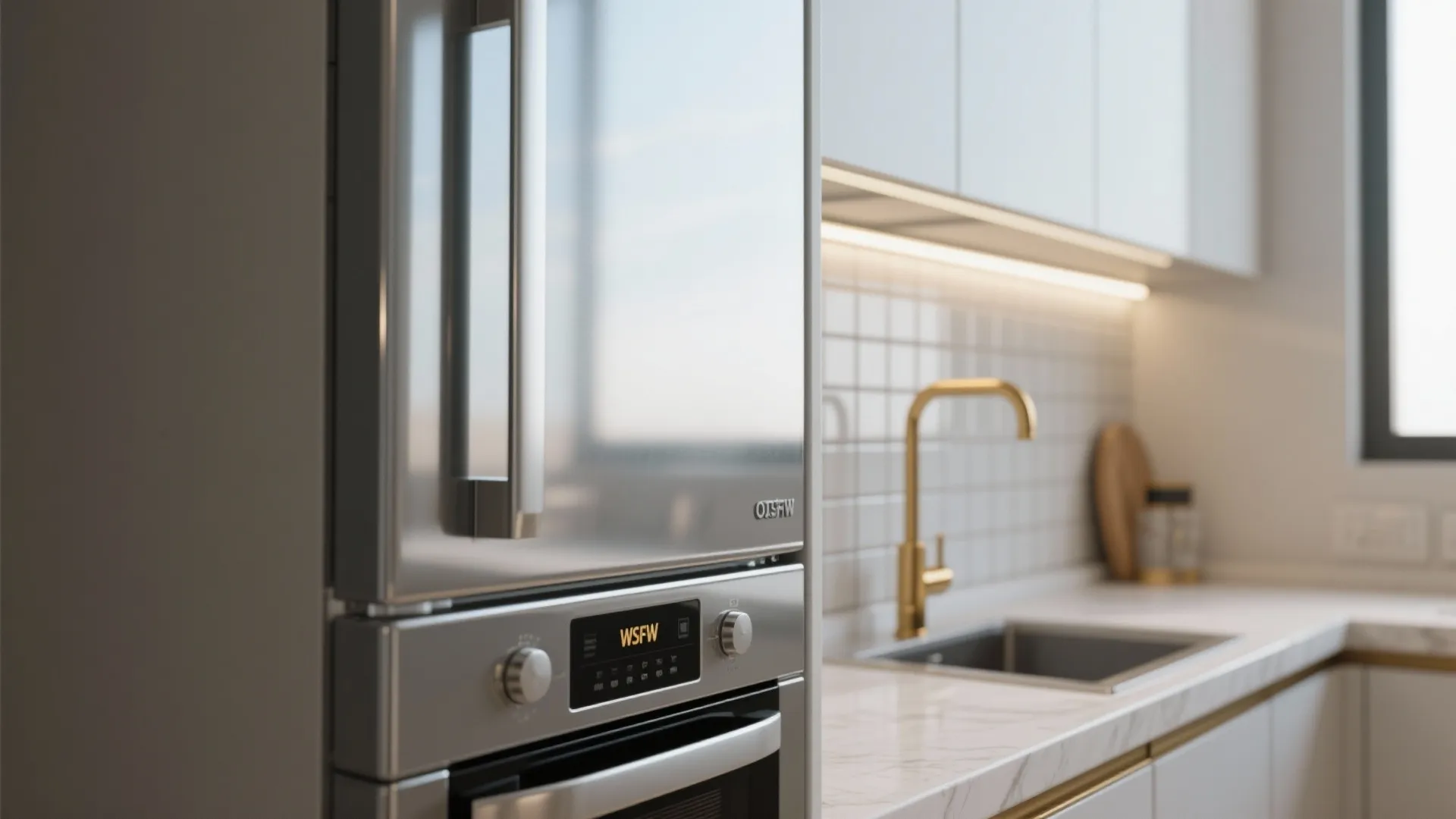 5. Light, reflective finishes and compact appliances