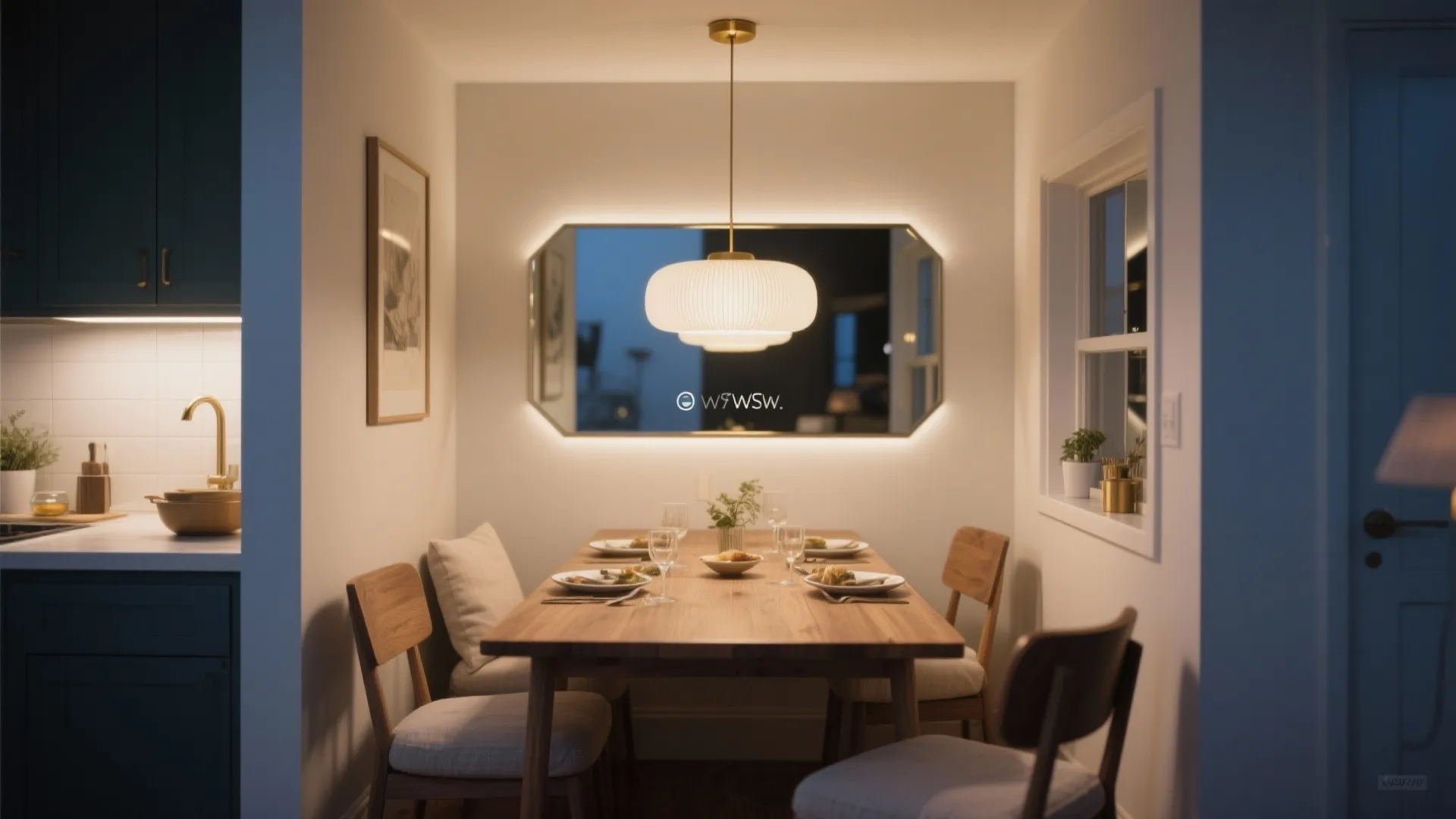 Reflective Surfaces + Dimming Scenes for Small Spaces