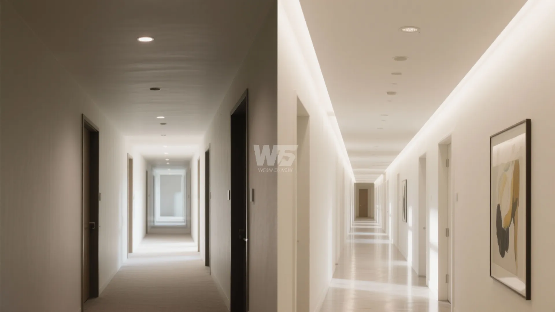 Reflective Finishes to Bounce Light and Open the Corridor