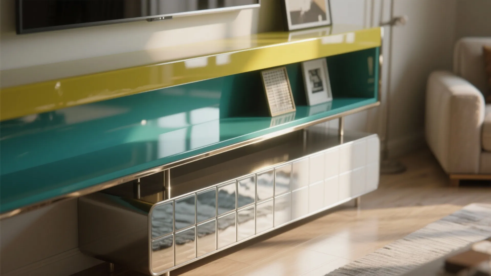 4. Keep walls light, but add color in reflective finishes