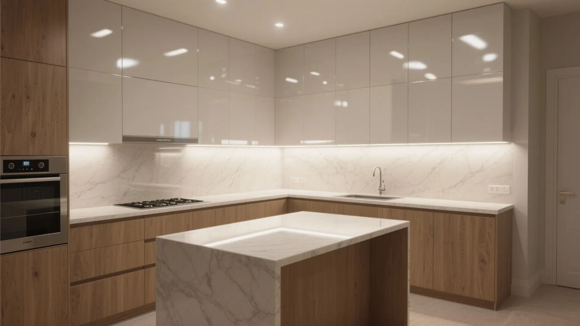 4. Light and reflective finishes to expand the feel