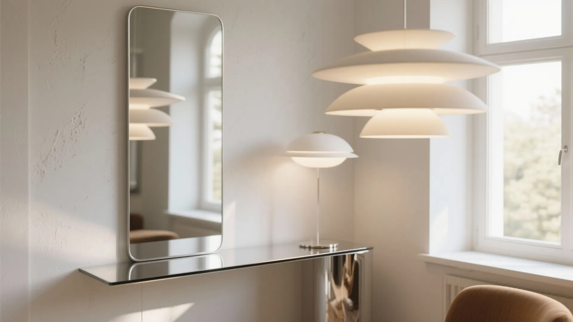 5. Light, reflective finishes and strategic lighting