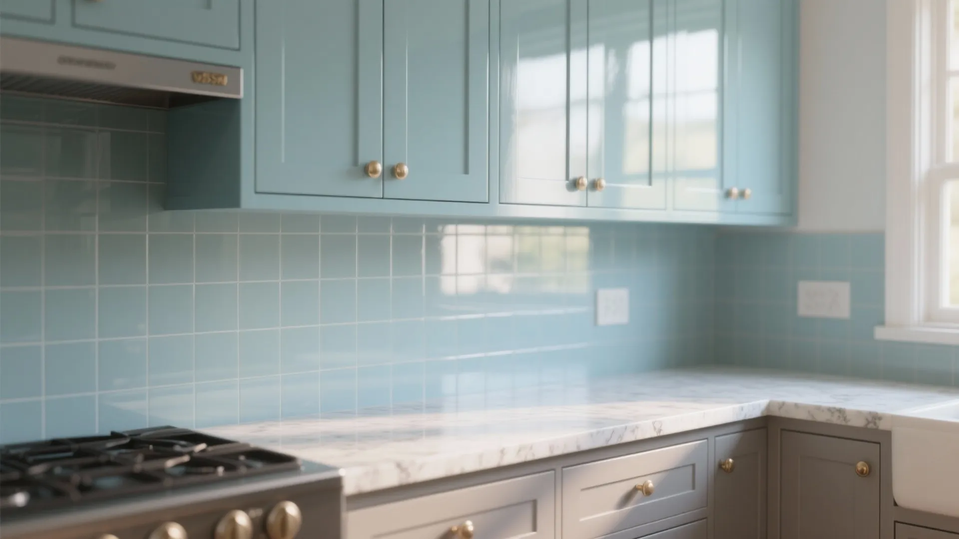 4. Light color palette + reflective finishes