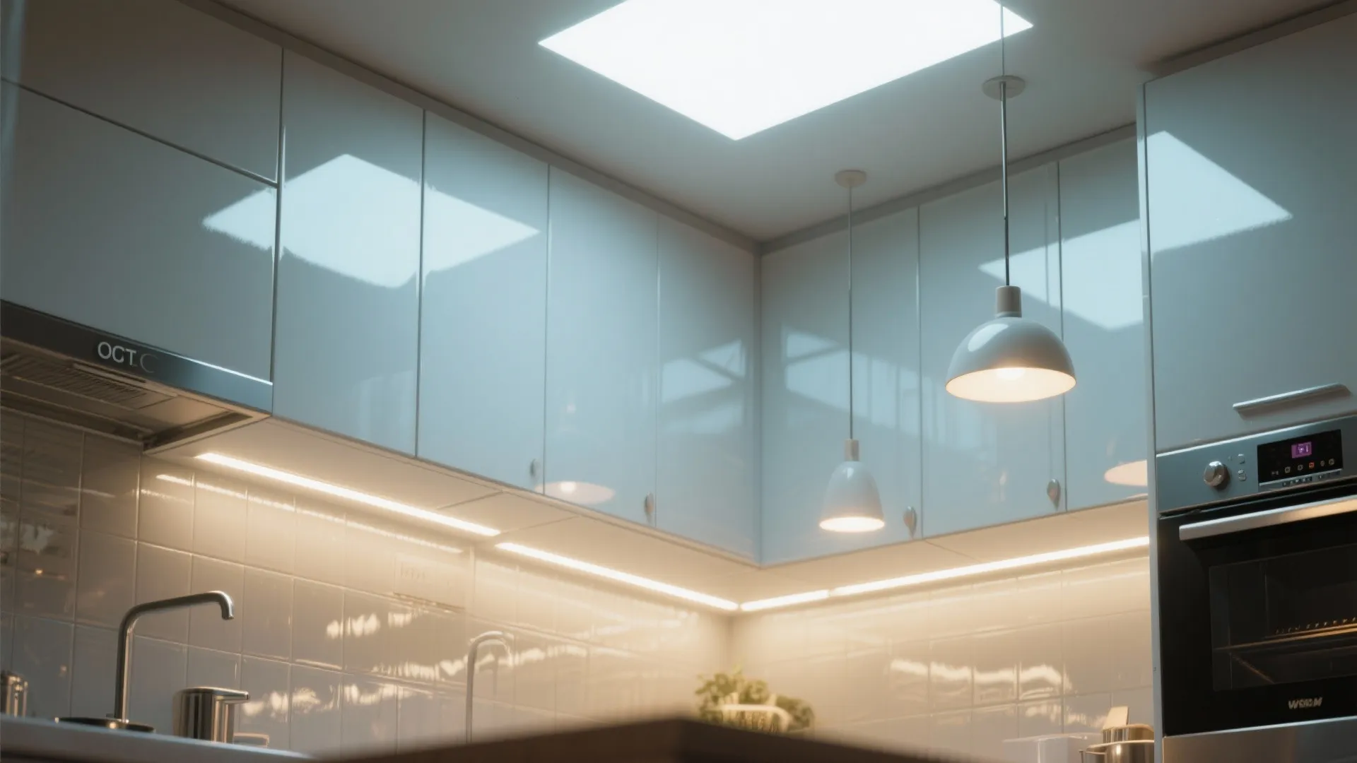 5. Light, reflective finishes and integrated lighting