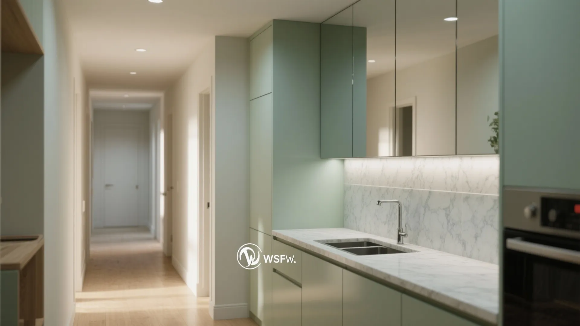 Reflective Surfaces to Brighten the Hall-Kitchen Axis
