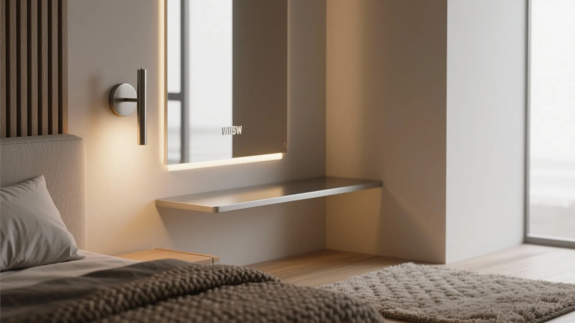 4. Minimalist lighting and reflective accents