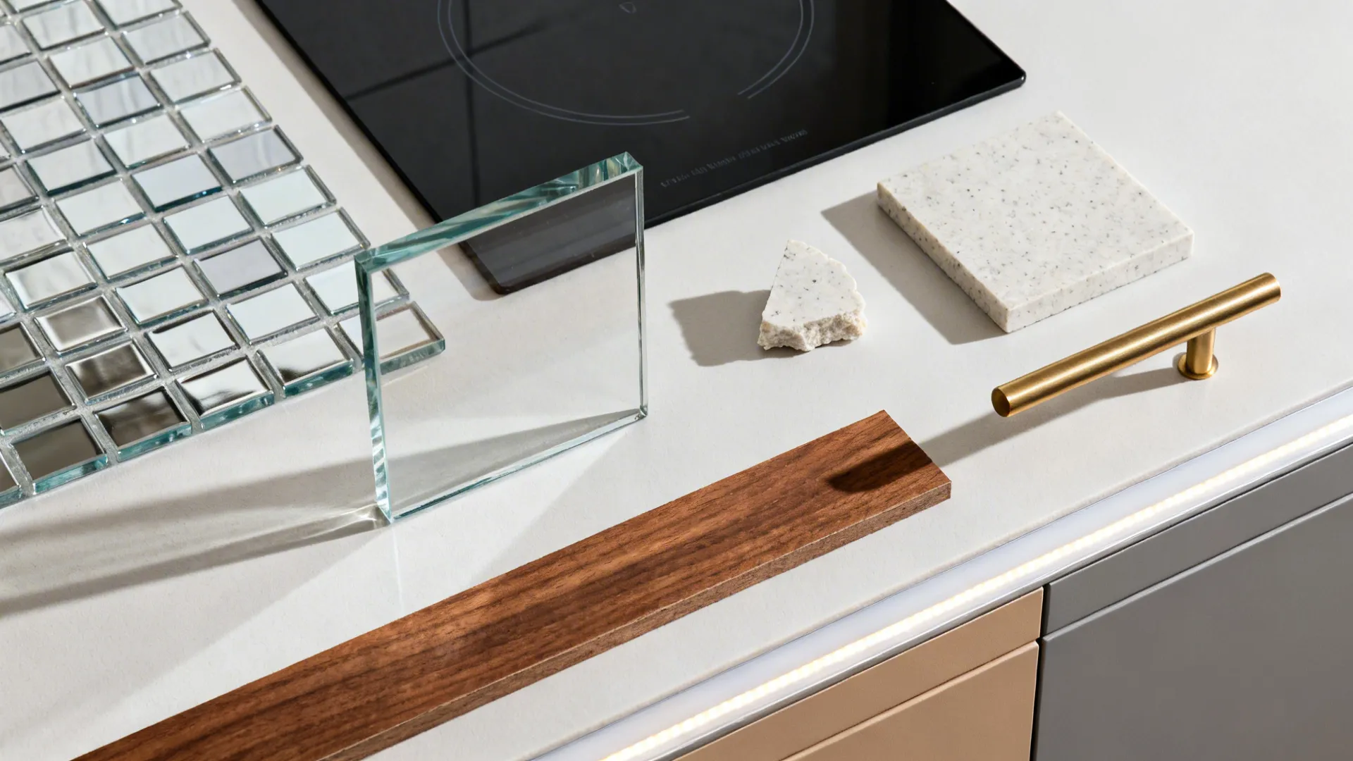 Glass backsplash and reflective surfaces