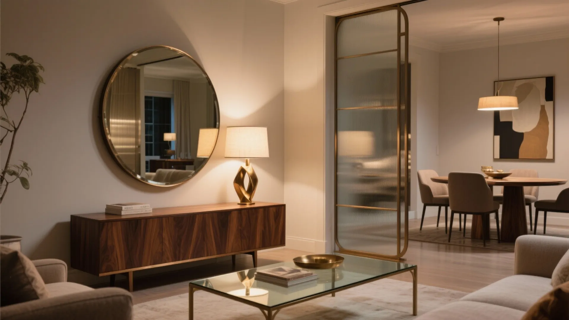 Reflective surfaces, art, and calibrated glass to expand sightlines