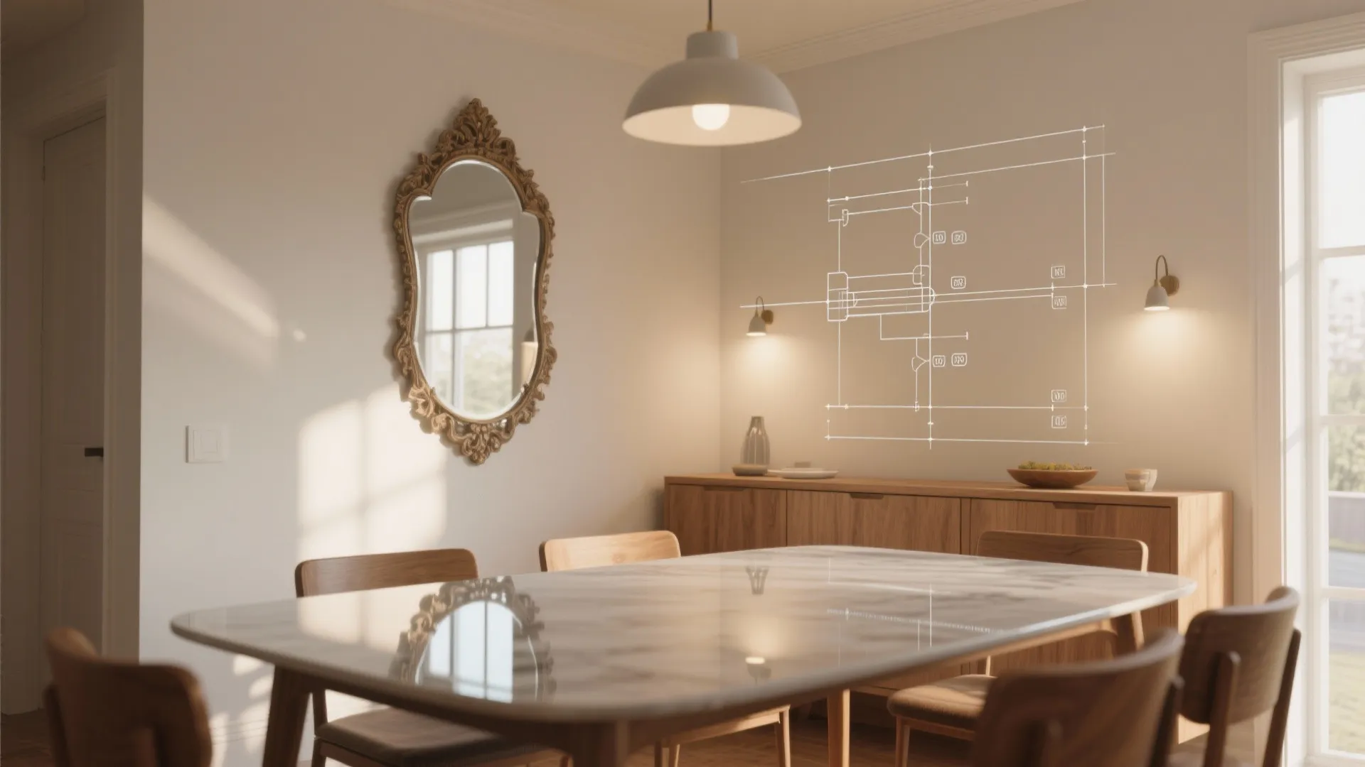 3. Use reflective surfaces and a simple lighting plan