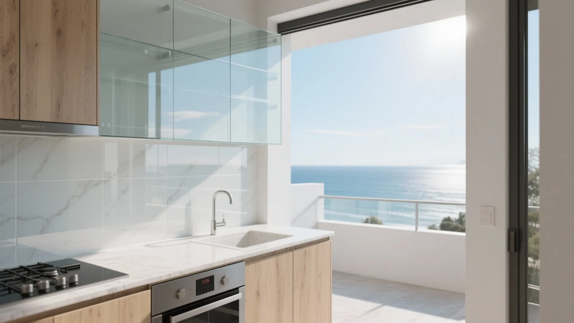 4) Reflective Yet Practical Surfaces: Backsplashes and Balconies