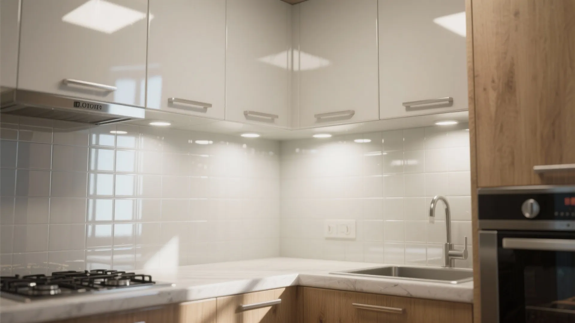 3. Bright reflective surfaces to visually expand space