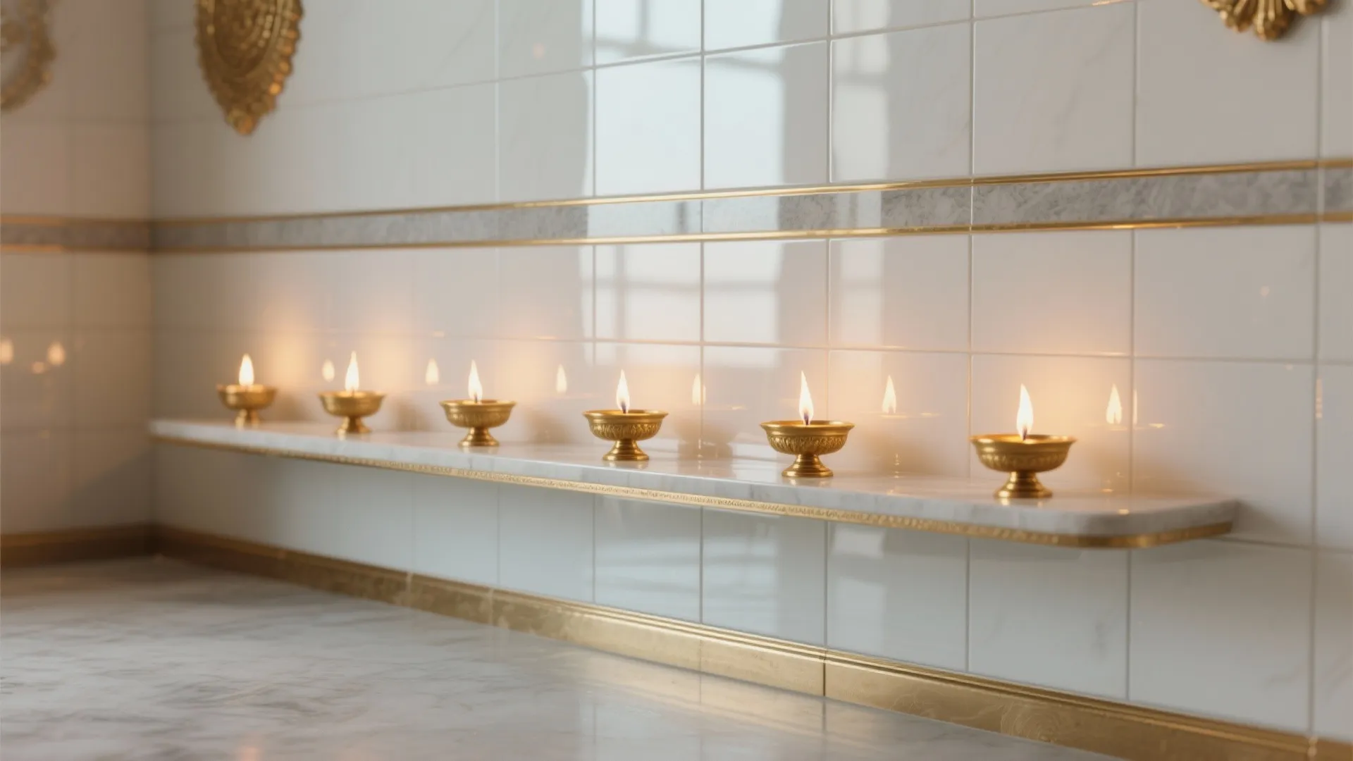 Light-Reflective Wall Tiles and Subtle Mirrors to Amplify Glow