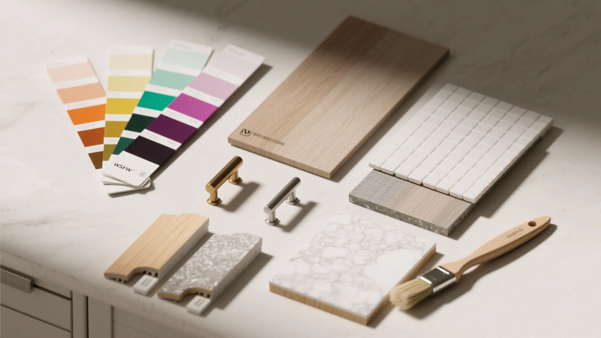 2. Paint, hardware, and peel-and-stick backsplashes