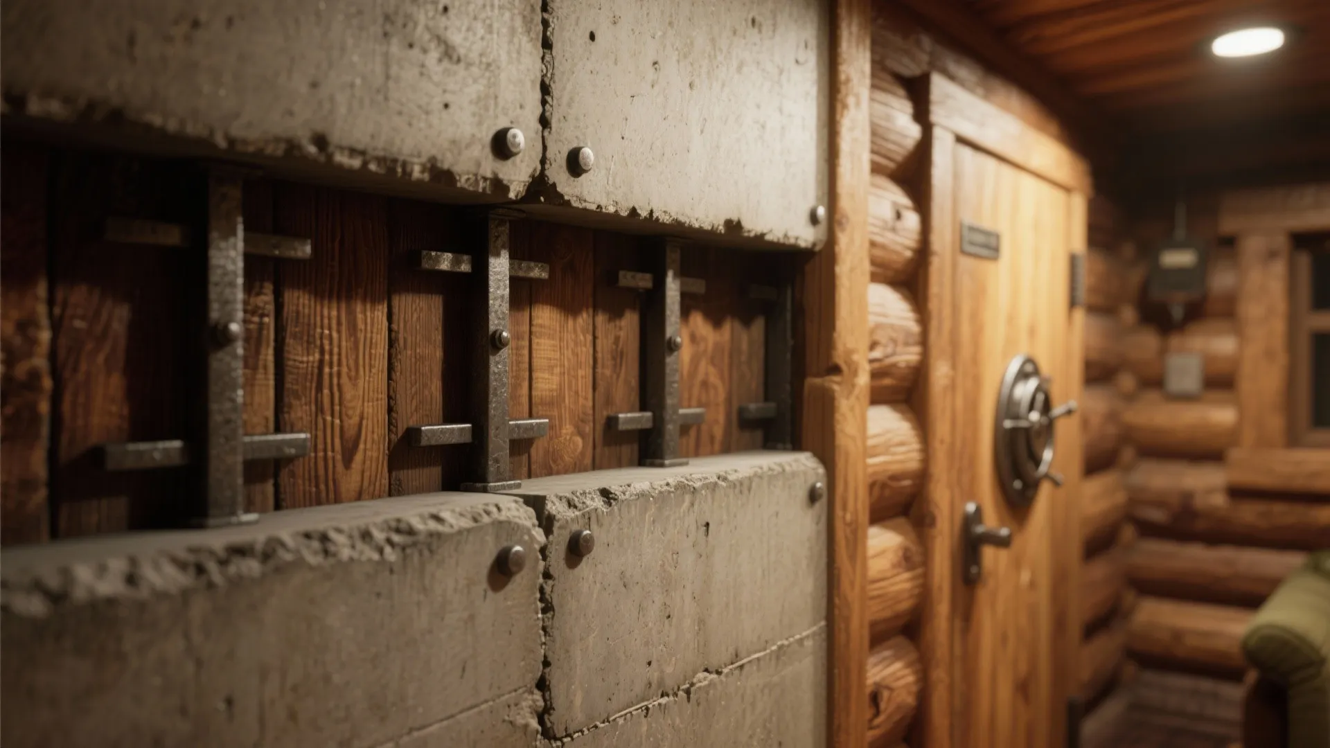 Reinforced concrete walls covered with warm wood cladding