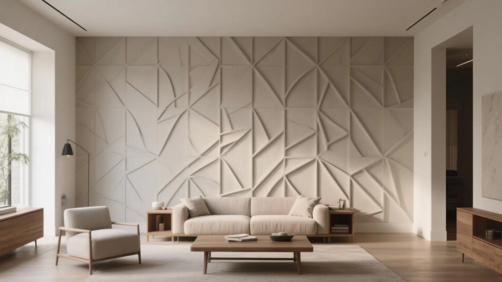 Geometric Relief Texture Panel as a Modern Focal Point