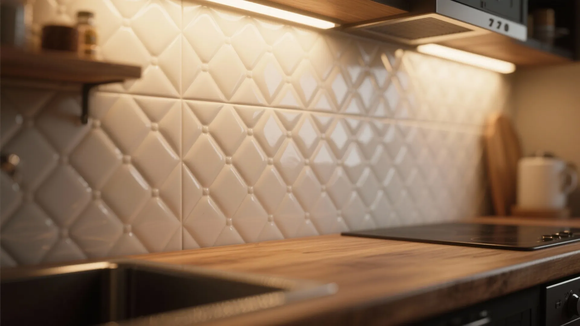 Quilted Relief Under Warm Lighting