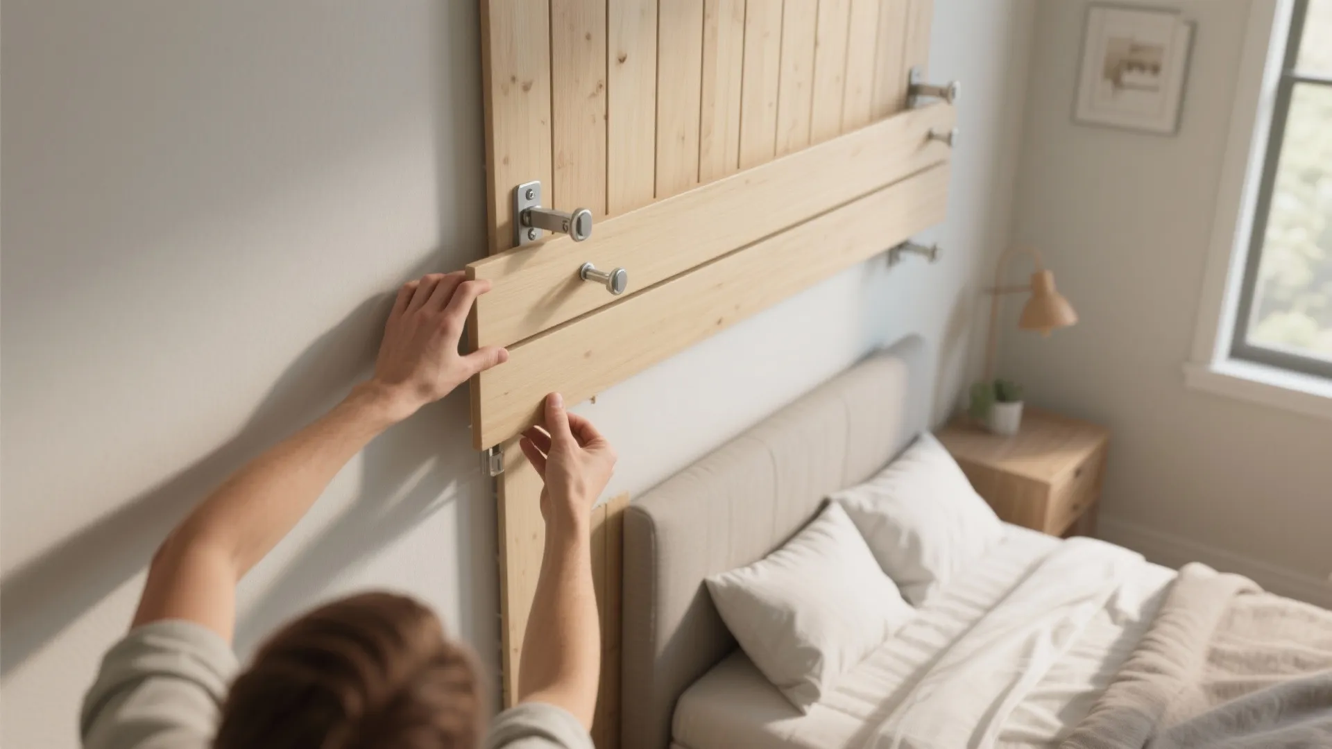 4. Removable wood slat panels for renters