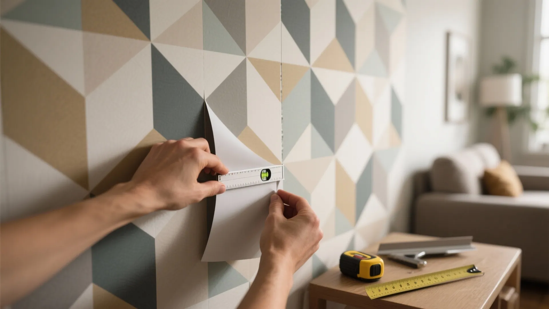 2. DIY Accent Wall with Removable Wallpaper