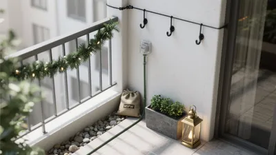 Cozy Balcony Decor with Festive Touches