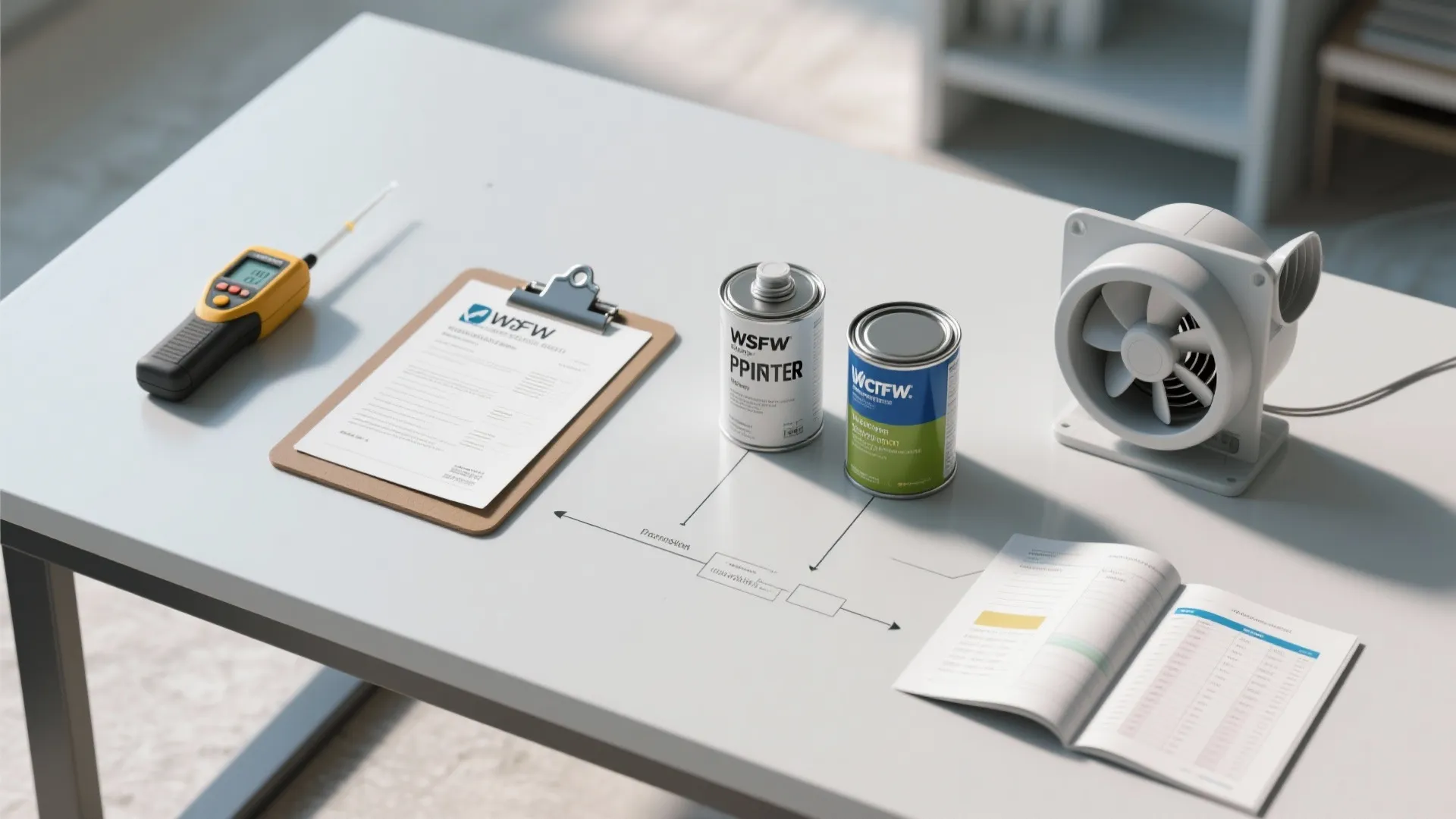 Top-down workflow of diagnostic and repair tools for wall paint issues