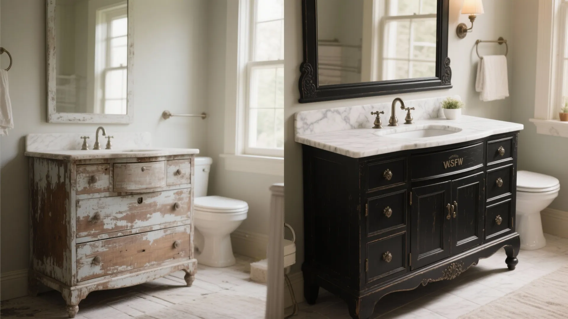 3. Painted Antique Reproduction with Marble Top