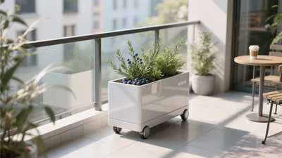 Modern Balcony Garden with Mobile Planter