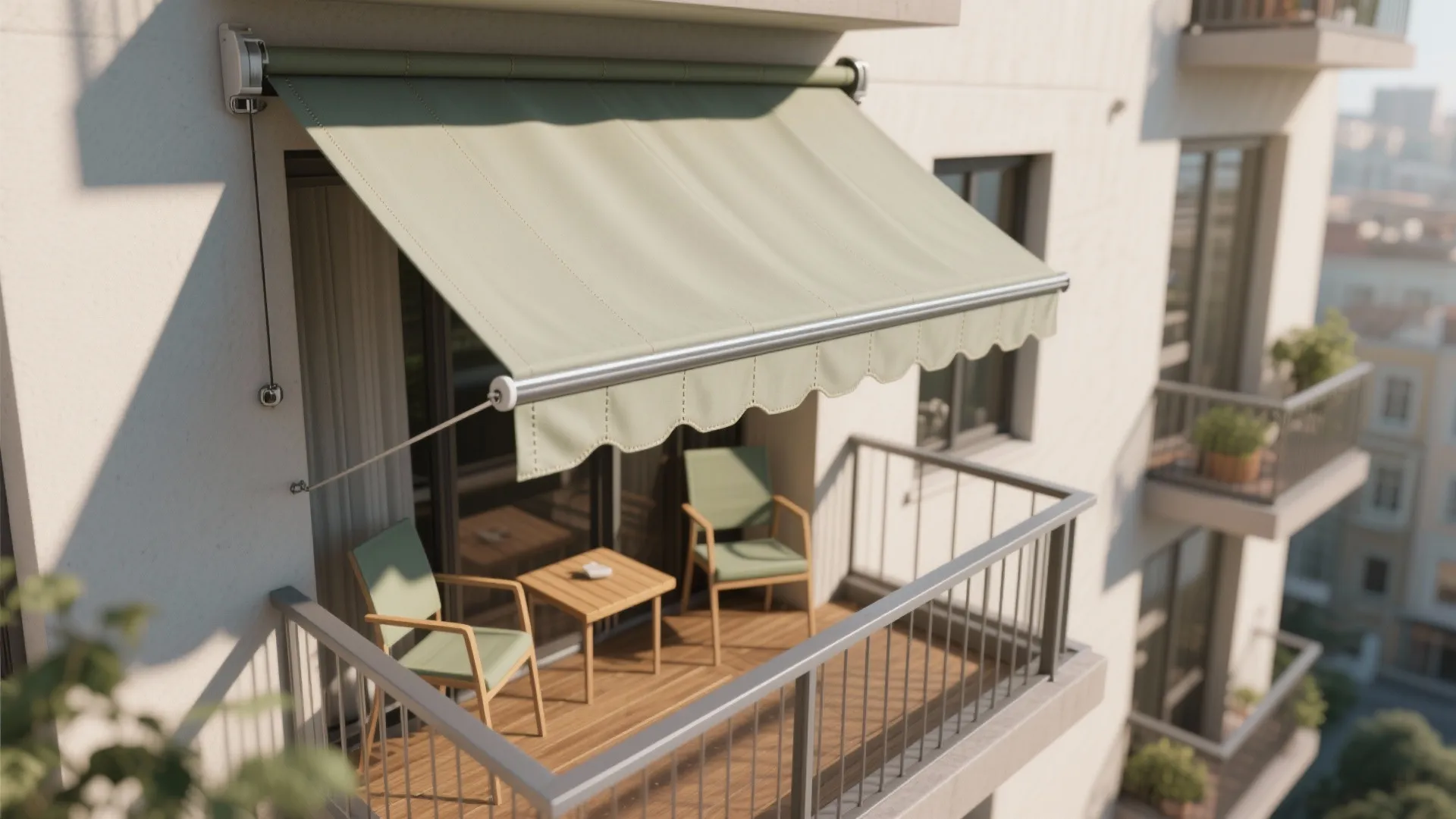 Retractable fabric awning for renters and quick shade
