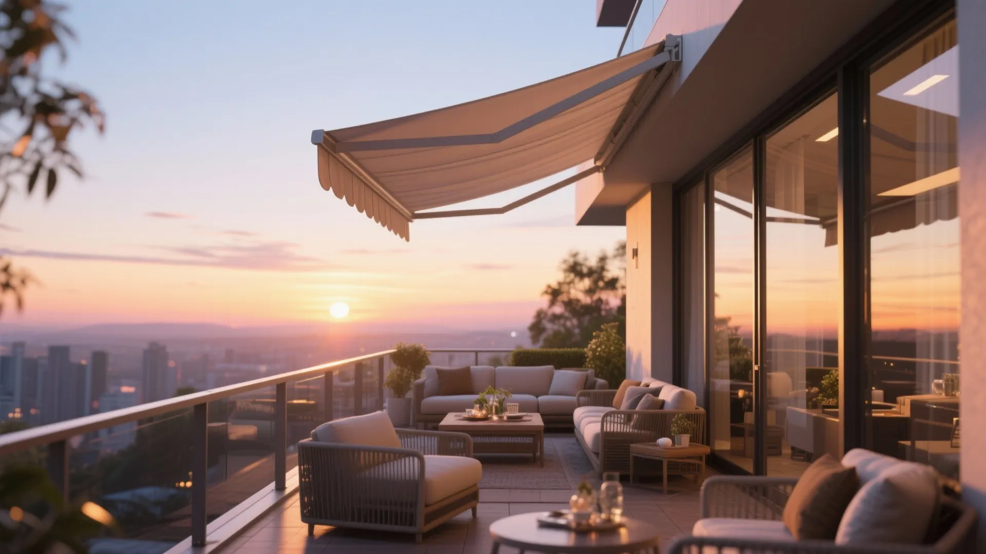 Retractable Awning with Transparent Side Panels