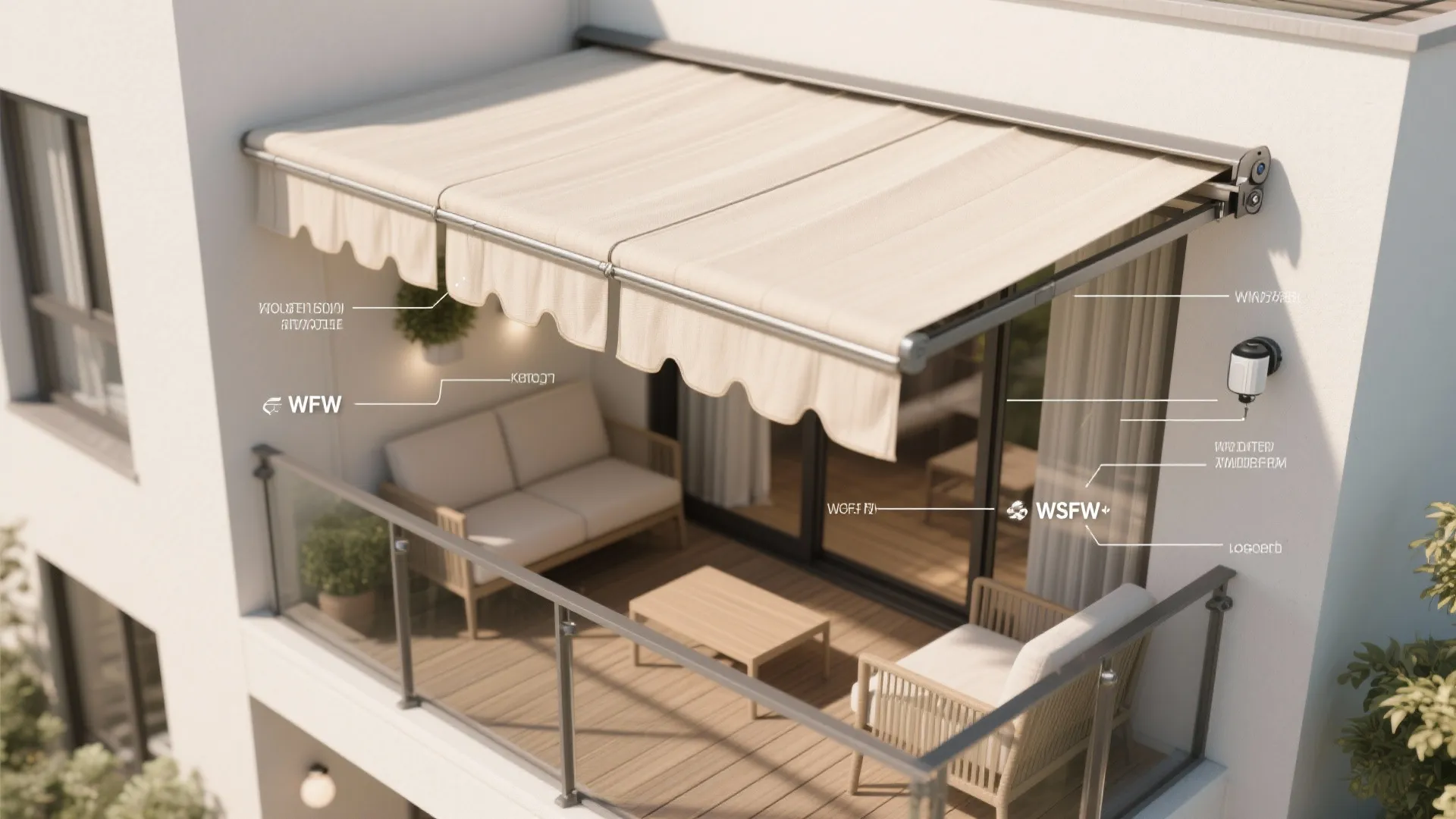 Retractable fabric roof with side screens