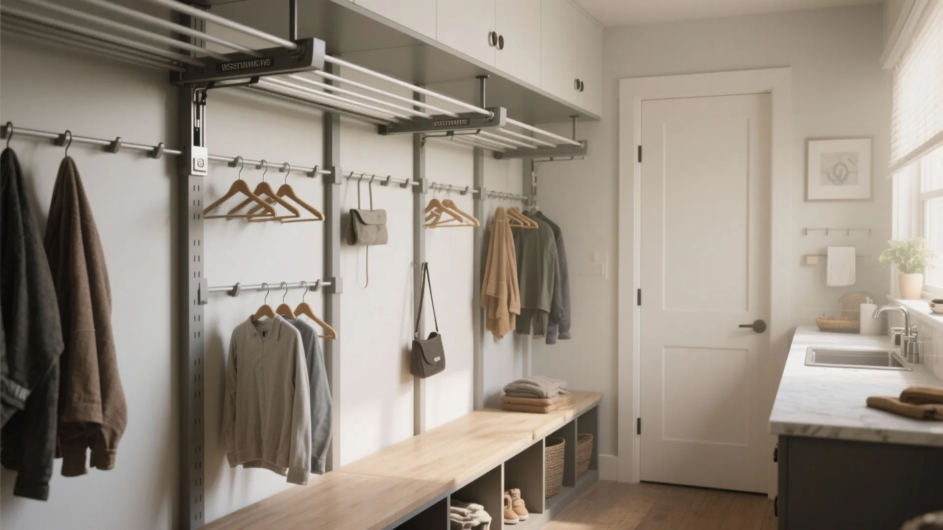 3. Retractable Clothesline with Built-in Hooks