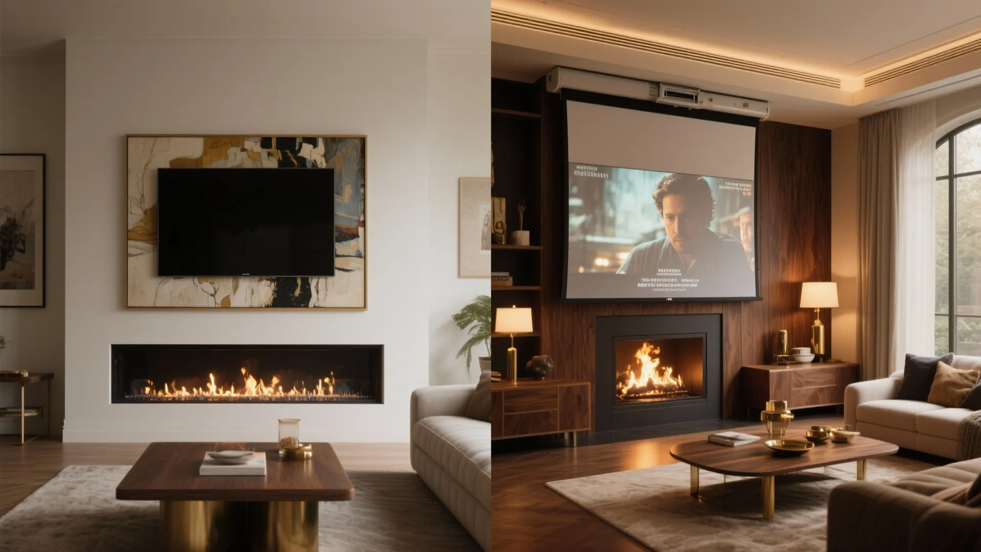 4. Hide the TV with a retractable or mirror screen